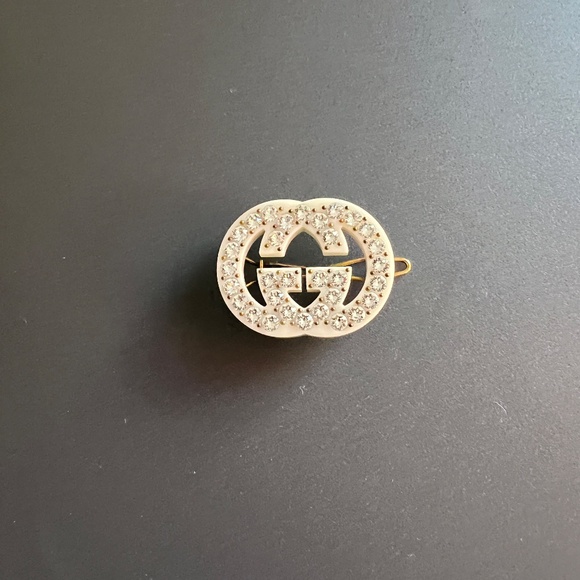 GUCCI Interlocking G Crystal Stone Hair Clip Women's - Picture 1 of 4